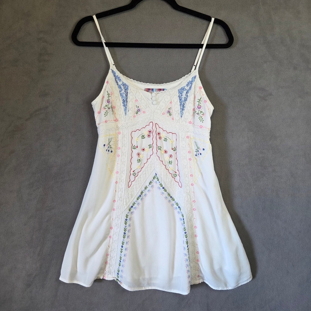 Urban Outfitters Embroidered Mini Dress Women's Small Boho Cottagecore Lace